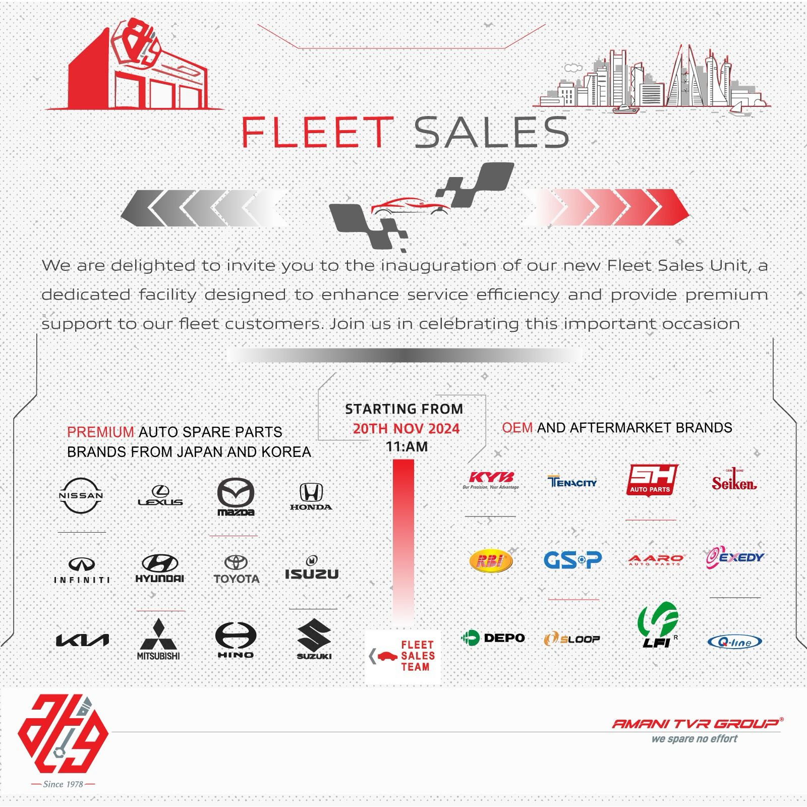Amani TVR Group has started new Fleet Sale Unit in Bahrain Sector, a dedicated facility designed to enhance service efficiency and provide premium support to our fleet customers